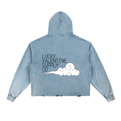 Vintage Washed Frayed-Hem Hoodie