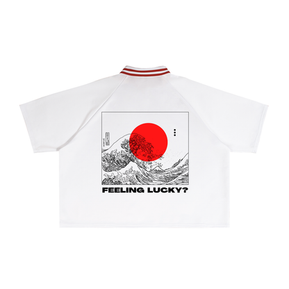 Contrast Lapel Collar Boxy T-Shirt