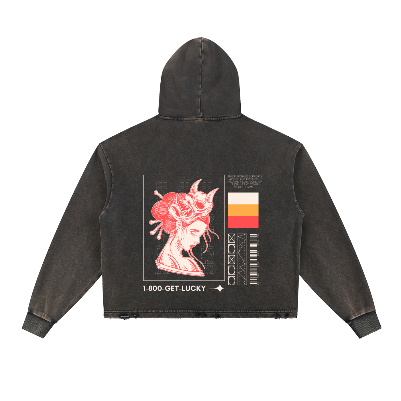 Vintage Washed Frayed-Hem Hoodie