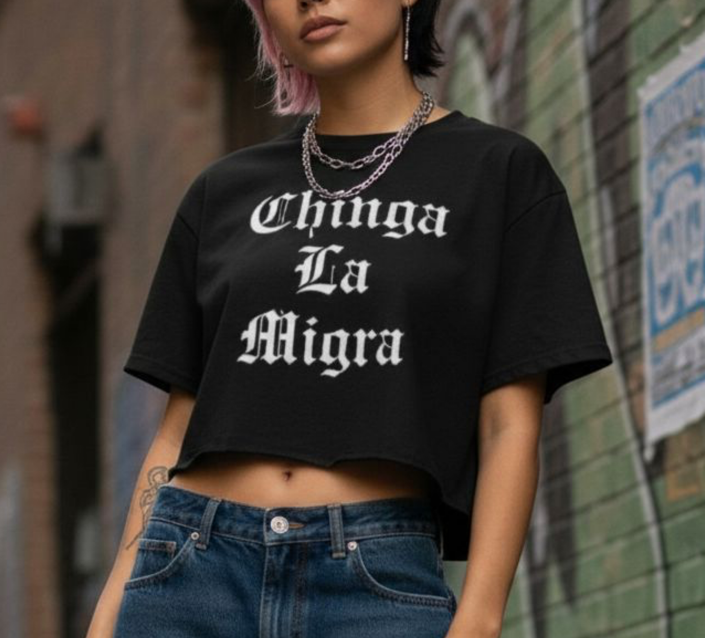 Chinga La Migra Old E Boxy Crop